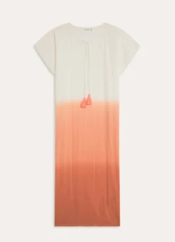 Clearance Bouchara ROBE LONGUE EN COTON DÉGRADÉE DE COULEUR CORAIL