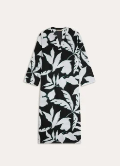 Sale Bouchara ROBE LONGUE EN COTON IMPRIMÉ FEUILLAGES Noir
