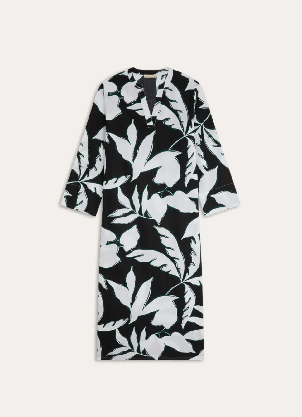 Sale Bouchara ROBE LONGUE EN COTON IMPRIMÉ FEUILLAGES Noir