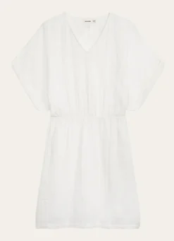 Clearance Bouchara ROBE MANCHES COURTES EN GAZE DE COTON BLANC
