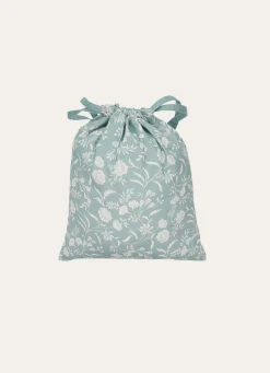 New Bouchara SAC À LINGE EN COTON MOTIF FLEURS BLEU CLAIR