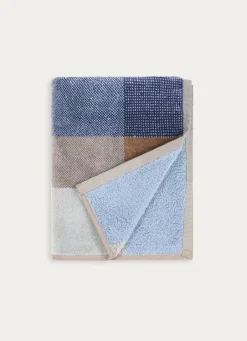 Sale Bouchara SERVIETTE DE BAIN EN VELOURS À CARREAUX BLEU FONCÉ
