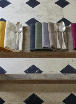 New Bouchara SERVIETTE DE TABLE EN COTON ET LIN BOURDON COLORÉ LAIT