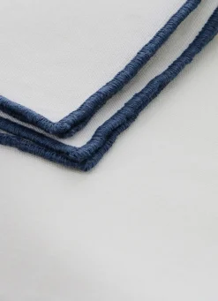 Outlet Bouchara SERVIETTE DE TABLE EN COTON ET LIN BOURDON COLORÉ LAIT/BLEU