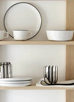 Outlet Bouchara SERVIETTE DE TABLE EN COTON ET LIN BOURDON COLORÉ BLANC/NOIR