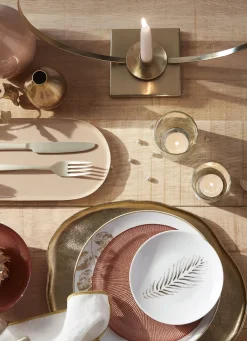 Discount Bouchara SERVIETTE DE TABLE EN COTON ET LIN BOURDON COLORÉ BLANC / OR