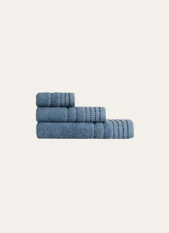 Clearance Bouchara SERVIETTE DE TOILETTE COTON DÉTAILS POINTS BLEU