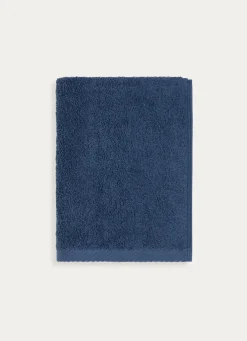 Clearance Bouchara SERVIETTE DE TOILETTE EN COTON UNI BASIL BLEU FONCÉ
