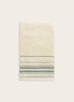 Clearance Bouchara SERVIETTE DE TOILETTE EVAN ÉCRU / VERT