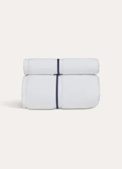 Discount Bouchara SERVIETTE DE TOILETTE FINITION BOURDON OPÉRA BLANC/MARINE