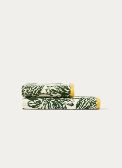 Sale Bouchara SERVIETTE DE TOILETTE JACQUARD MOTIFS PALMIERS ÉCRU / VERT