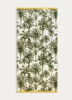 Sale Bouchara SERVIETTE DE TOILETTE JACQUARD MOTIFS PALMIERS ÉCRU / VERT
