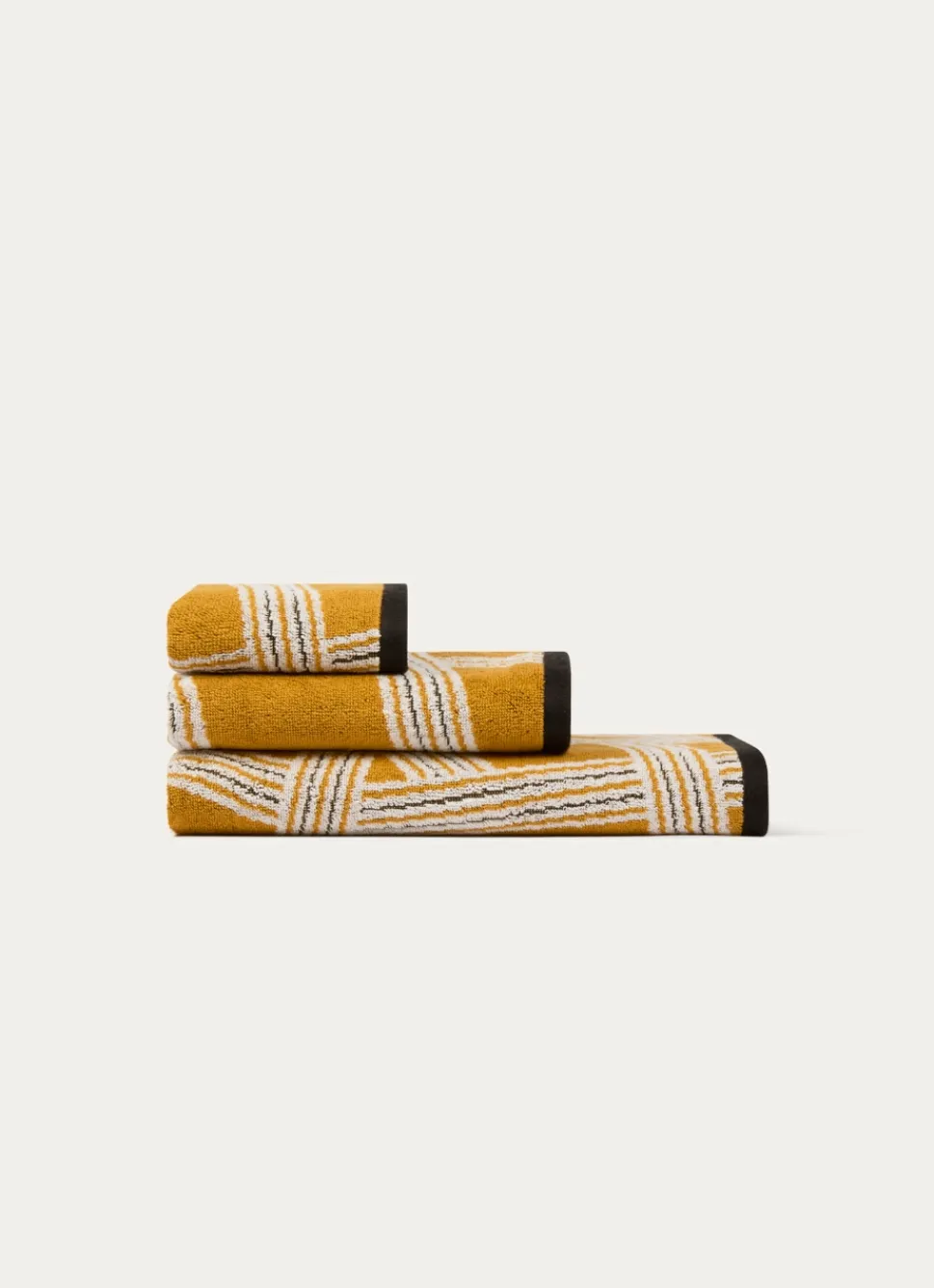 Clearance Bouchara SERVIETTE DE TOILETTE JACQUARD MOTIFS GÉOMÉTRIQUES JAUNE OCRE