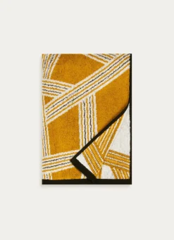 Clearance Bouchara SERVIETTE DE TOILETTE JACQUARD MOTIFS GÉOMÉTRIQUES JAUNE OCRE