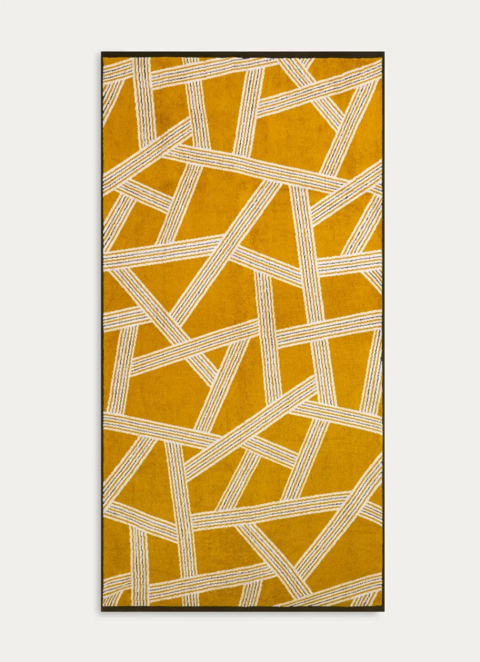 Clearance Bouchara SERVIETTE DE TOILETTE JACQUARD MOTIFS GÉOMÉTRIQUES JAUNE OCRE