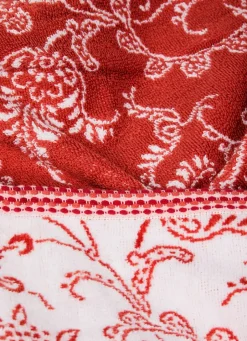 Outlet Bouchara SERVIETTE DE TOILETTE JACQUARD MOTIF FLORAL ORIANE BLANC / CORAIL