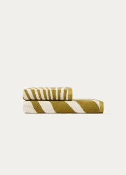 Clearance Bouchara SERVIETTE DE TOILETTE JACQUARD MOTIF PALME VERT / ÉCRU