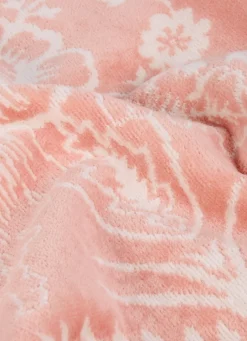 Clearance Bouchara SERVIETTE DE TOILETTE JADE À GRANDS MOTIFS FLORAUX ROSE CLAIR