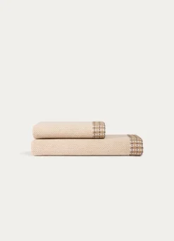 Outlet Bouchara SERVIETTE DE TOILETTE UNIE AVEC LITEAU FANTAISIE BEIGE