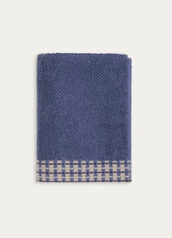 New Bouchara SERVIETTE DE TOILETTE UNIE AVEC LITEAU FANTAISIE BLEU FONCÉ