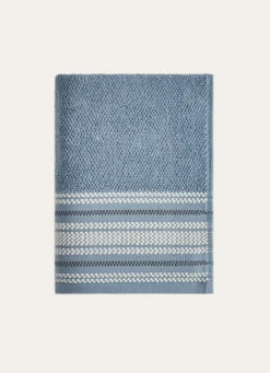 Clearance Bouchara SERVIETTE DE TOILETTE UNIE AVEC LITEAU RAYÉ BLEU