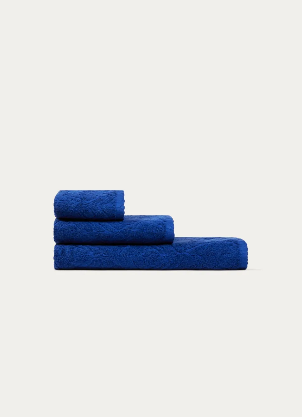 Outlet Bouchara SERVIETTE DE TOILETTE UNIE JACQUARD CISELÉ BLEU
