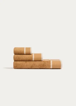 Sale Bouchara SERVIETTE DE TOILETTE UNIE À LARGE BORDURE ARTHUR CARAMEL