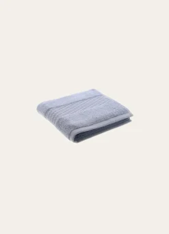 Bouchara SERVIETTE INVITÉ COTON BIO JACQUARD GAUFRÉ 450GR CIEL
