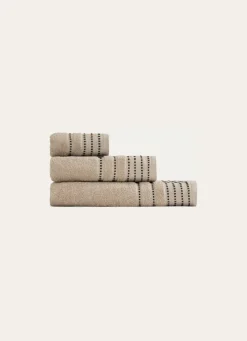 Online Bouchara SERVIETTE INVITÉ EN COTON DÉTAILS POINTS BEIGE