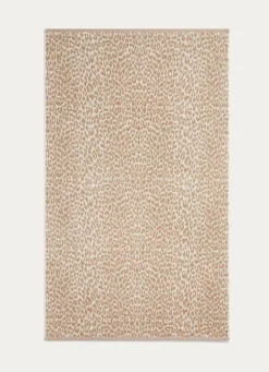 Bouchara SERVIETTE INVITÉ EN VELOURS À MOTIF LÉOPARD BEIGE CLAIR