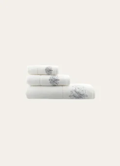 Sale Bouchara SERVIETTE INVITÉ EN VELOURS BRODÉE 500GR BLANC