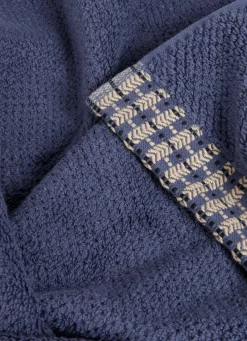 New Bouchara SERVIETTE INVITÉ UNIE AVEC LITEAU FANTAISIE BLEU FONCÉ