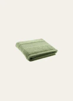 Hot Bouchara SERVIETTE TOILETTE COTON BIO JACQUARD GAUFRÉ 450 VERT LICHEN