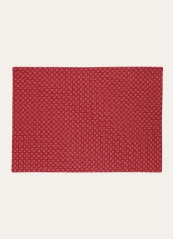 Clearance Bouchara SET DE TABLE EN COTON ENDUIT MOTIF FANTAISIE ROUGE/BLANC