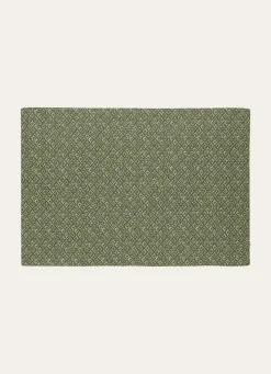 Hot Bouchara SET DE TABLE EN COTON IMPRIMÉ À MOTIF FANTAISIE KAKI/BLANC