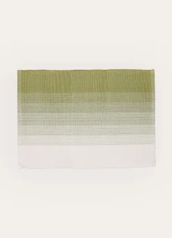 Clearance Bouchara SET DE TABLE EN COTON TISSÉ CÔTELÉ EFFET TIE & DYE OLIVE