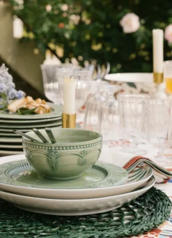 New Bouchara SET DE TABLE EN JONC DE MER TRESSAGE ARTISANAL VERT FONCE