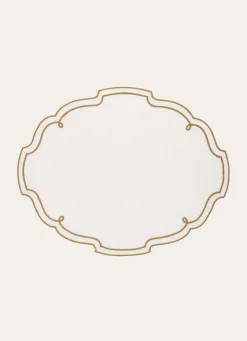 Bouchara SET DE TABLE EN LIN FINITION POINT BOURDON DORÉ ÉCRU