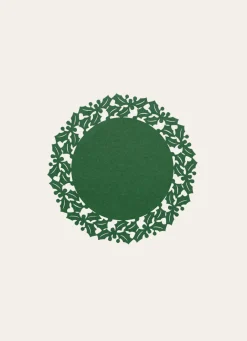 Clearance Bouchara SET DE TABLE ROND EN FEUTRINE HOUX DÉCOUPÉS vert