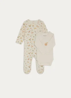 Hot Bouchara SET GRENOUILLÈRE ET BODY IMPRIMÉ EGLANTINE ECRU