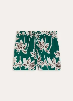 Clearance Bouchara SHORT EN VISCOSE IMPRIMÉE PALMIERS vert