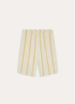 Clearance Bouchara SHORT LONG EN VISCOSE ET RAYURE BRODÉE JAUNE