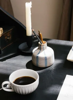 Hot Bouchara SOLIFLORE EN PORCELAINE À RAYURE BEIGE/BLEU