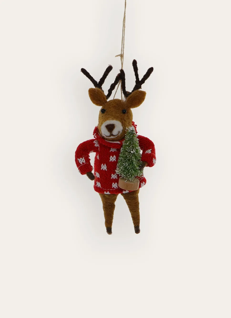 New Bouchara SUSPENSION RENNE EN FEUTRINE AVEC PULL JACQUARD ROUGE