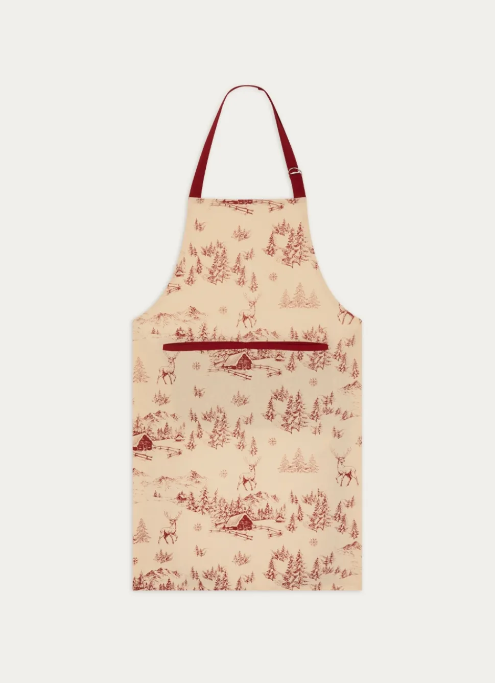 Sale Bouchara TABLIER EN COTON IMPRIMÉ PAYSAGE DE MONTAGNE ROUGE