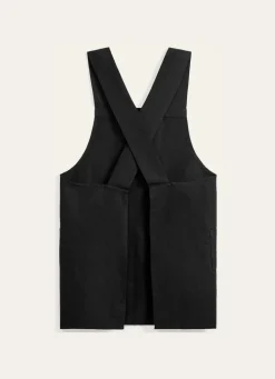 Hot Bouchara TABLIER JAPONAIS UNI EN COTON ET LIN NOIR