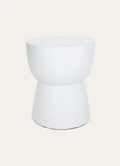 Outlet Bouchara TABOURET EFFET CRÉPIS FORME SABLIER BLANC