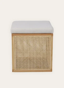 Hot Bouchara TABOURET EN CANNAGE AVEC RANGEMENT NATUREL/ECRU