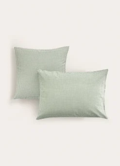 Discount Bouchara TAIE D'OREILLER EN COTON VICHY SAUGE