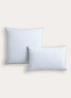 Clearance Bouchara TAIE D'OREILLER ENFANT À CARREAUX TARTAN BLEU